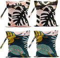 4 Pack Wet Bag for Swimsuit, Beach Travel Essentials Wet Dry Bag, for Sunscreen Toiletry Dirty Clothes Yoga Gym Diaper, Friend Summer Beach Vacation Gifts. Palm leaves