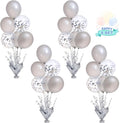 4 Set Silver Table Balloons Centerpiece Stand Kit with Silver and Confetti Balloons for Graduation Birthday Party Baby Shower Wedding Bridal Shower Prom Retirement Table Decorations