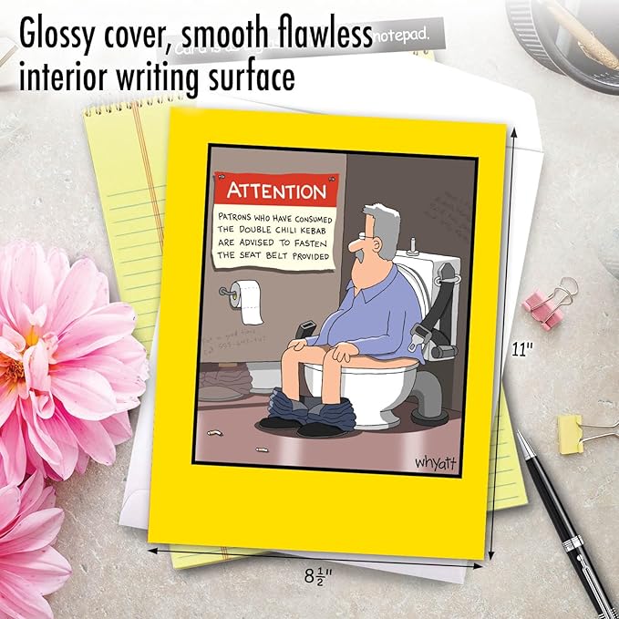 NobleWorks -1 Funny Birthday Card Inappropriate (8.5 x 11 Inch) - Humor Cartoon Bday Notecard with Envelope - Chili Kebab J8282