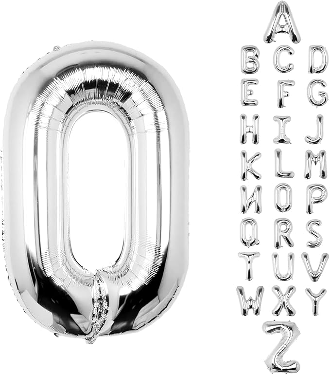 Letter Balloons 40Inch Large Giant big Foil Mylar Silver Balloons O for Birthday Party Decorations