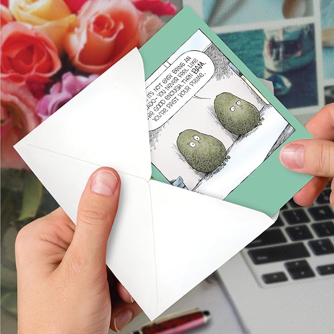 NobleWorks Humorous Funny Birthday Greeting Card for Men, Women with 5 x 7 Inch Envelope (1 Card) Bday Ripe Avocados C10094BDG