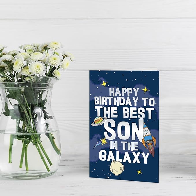 Funny Birthday Card for Son, Best Son's Birthday Gifts from Dad Mom, Happy Birthday to The Best Son in The Galaxy