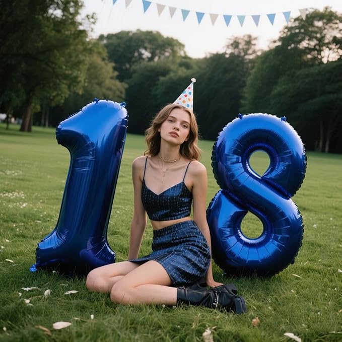 40 Inch Navy Blue Number 1 Balloon Jumbo 10 11 12 16 48 Foil Balloons for Milestone Decorations Birthdays, Corporate Events, Photo Booths Party Supplies