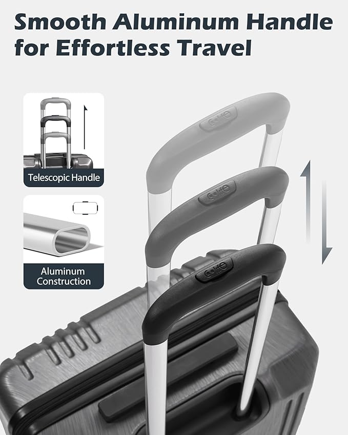 Coolife Luggage PC+ABS Hardshell Suitcase with TSA Lock, Spinner Checked Lightweight (wine red, M(24IN))