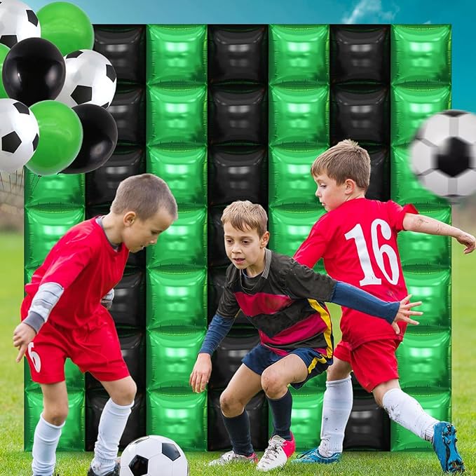 50PCS Video Game Square Balloon Arch Garland Kit, Green Black Double Sided Square Foil Balloons Wall Backdrop for Anniversary Bachelorette Halloween Party Decor