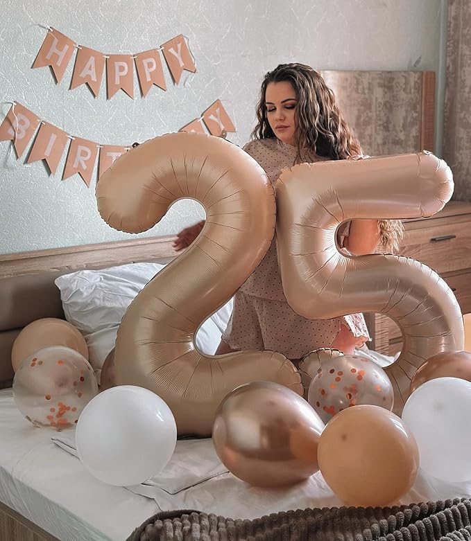 Light Brown Number 4 Balloon 40 Inch, 4 Balloon Number, 4th Birthday Decorations, Light Brown Party Supplies for Boys Girls