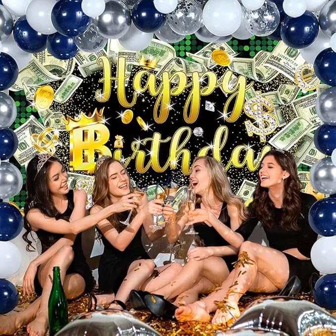7x5ft Money Birthday Backdrop Money Party Background Dollar Bill Backdrop Hip Hop Background Boy Girl Men Cash Bash Birthday Party Props Photo Booth Decor