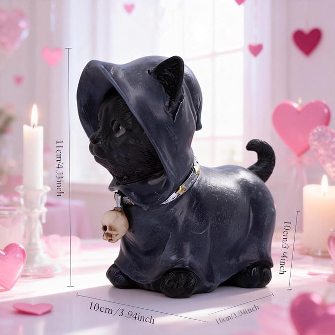 Halloween Black Cat Statue Decor Gothic Cat Lovers Witchy Home for Outdoor Patio Lawn Yard Decoration (Black)