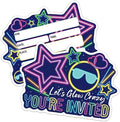 ERHACHAIJIA 15 PCS Let's Glow Crazy Glow Sticks Shaped Fill-In Invitations Cards With Envelopes, Funny Glow Neon Party Birthday Disco Raves Concert Camping Party Invites for Teen Boys Girls Adults