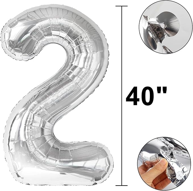 40 Inch Silver Number 26 Digital Balloon,Jumbo Mylar Foil Helium Balloon for 26 Balloons for Birthday Party,Wedding Anniversary Party Decorations