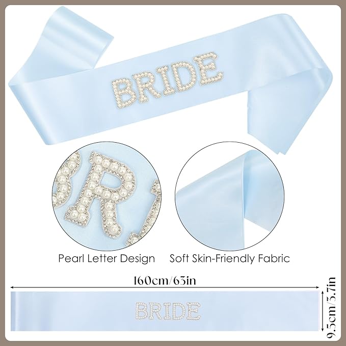 JATEBI 3PCS Bride Sash Veil Sunglasses Set for Bridal Shower Wedding Engagement Bachelorette Party Favors