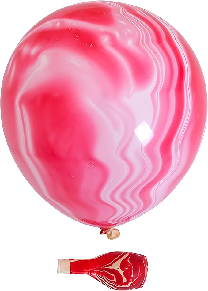 Red Tie Dye Balloons 30PCS 12 Inch Agate Marble Latex Swirl Balloons For Tie Dye Birthday Party Supplies,Candyland,Bachelorette,Fun Hippie Party Decorations