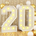 Light Up Number 20 White Marquee 4ft Numbers with Lights Large Mosaic Frame with Slots for 20th Birthday Party Decorations Anniversary Pre-Cut Cardboard Thick Foam Board Sign New Year Graduations