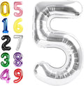 5 Number Balloon 40 Inch, Foil Balloons for Boys And Girls, Silver Number Balloons for 5, 15, 25, 50 Birthday Party Decoration, Anniversary, Wedding, Single Supplies