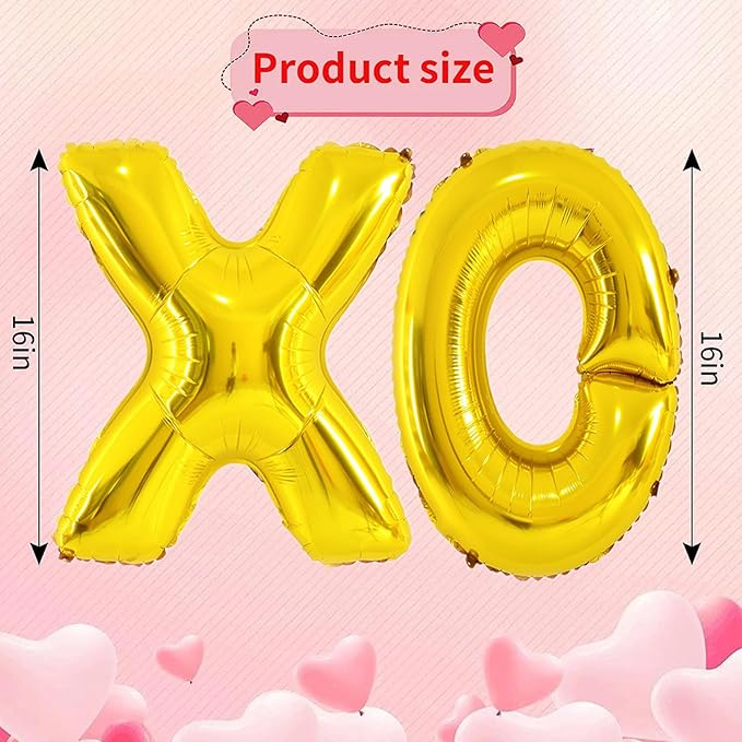 Soochat XOXO Balloons Valentine Letters Mylar Foil Balloons Engagement Valentines Day Wedding Marriage Bridal Shower Birthday Party Decor Photo Props Decorations (Gold)