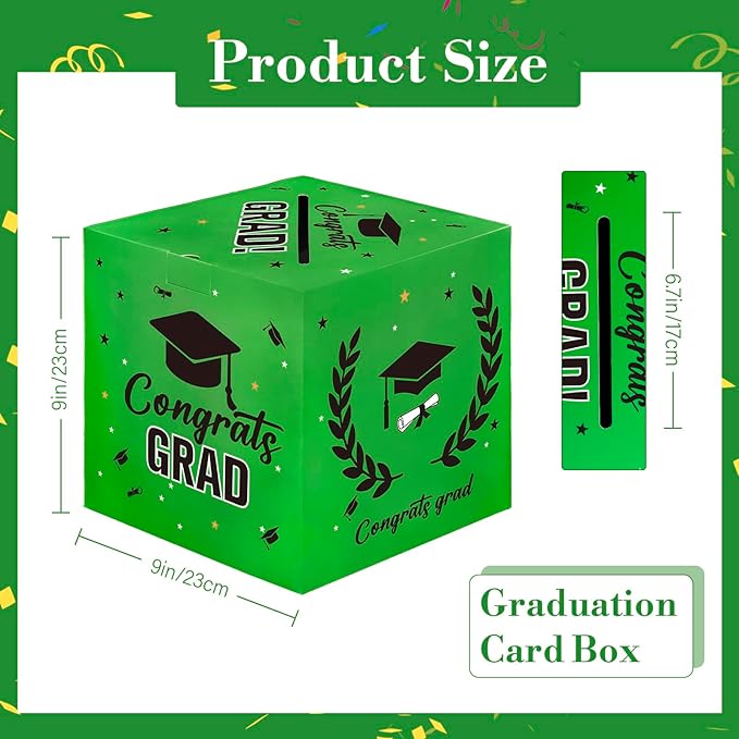 Graduation Card Box, 2026 Graduation Party Decorations, Card Boxes for Graduation 2026, Graduation Box Holder, Grad Box for Gift and Cards, Card Box for Graduation Party Supplies Party Favors, Green