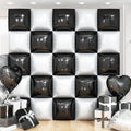 Black White Square Foil Balloon Wall,25Pcs Double Sided Checkered Balloons Backdrop Helium Balloon Tunnel Arch Garland Kit for Birthday Bridal Anniversary Baby Shower Party Decorations