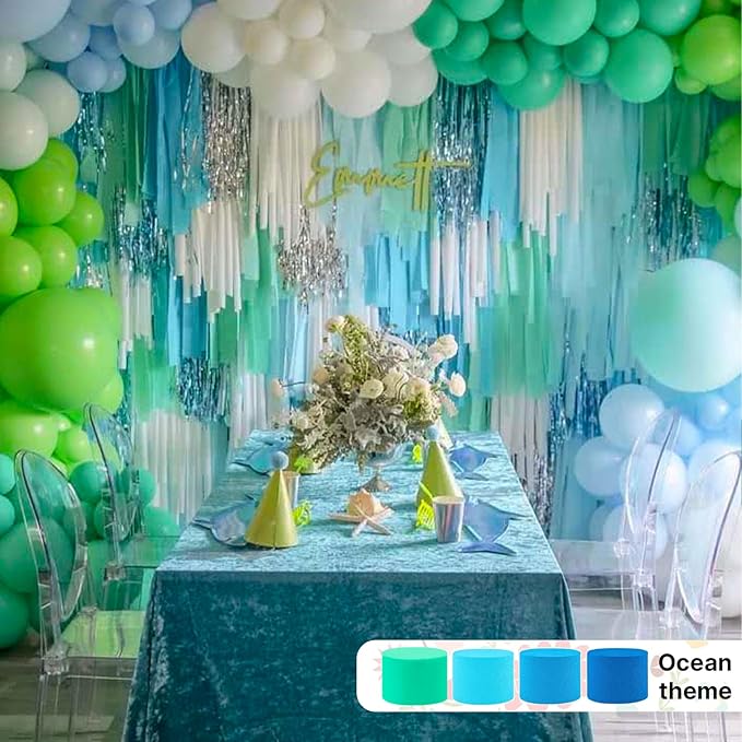PartyWoo Mint Green Crepe Paper Streamers, 4 Rolls of 328ft for Party, Wedding, Birthday, Baby Shower Decorations by PartyWoo