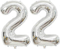 Large Silver 22 Number Balloons, 40 Inch Jumbo Number 22 Balloon, Silver Foil Mylar Balloons for Girl Sweet 22th Birthday Party, Anniversary Decorations