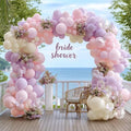 Pastel Pink Purple Balloon Arch Double Stuffed, Light Pink Lavender Lilac Ivory Balloon Garland Kit with Bobo Latex for Baby Shower Bridal Wedding Princess Birthday Valentines Party Decoration