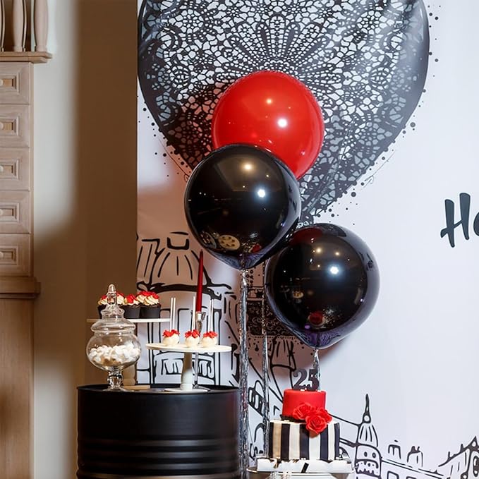 Black Balloons Party Decorations 10 Pack 36 inch Round Halloween Latex Balloons for Black Themed Wedding Graduation Anniversary Birthday Party Backdrop Decorations