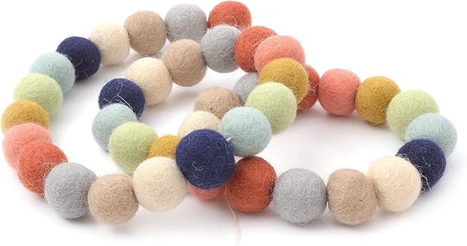 Glaciart One Felt Ball Garland - Pom Pom Garland - 12 Feet, 40 Balls, 9 Gender Neutral Colors, Nursery Decor, Bunting, Birthday Party Decorations, Easter, Photo Prop