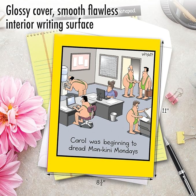 NobleWorks -1 Funny Birthday Card Inappropriate (8.5 x 11 Inch) - Humor Cartoon Bday Notecard with Envelope - Man-Kini J8286