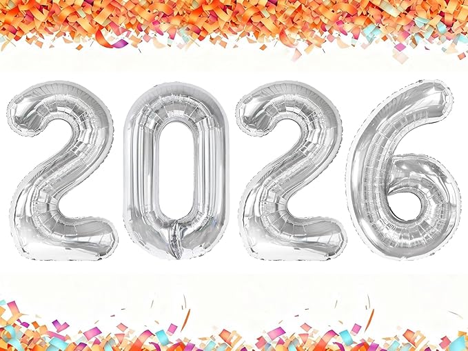 Silver 2026 Number Balloon, 40 Inch 2026 New Years Decorations, 2026 Balloons Numbers for New Years Eve Party Supplies,Graduation Parties
