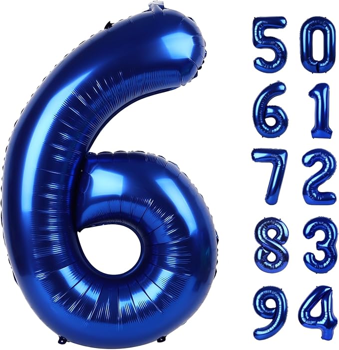 Night Blue 6 Balloon, Number Balloons 40 Inch, 6th Balloons for Birthday Decorations, Night Blue Party Supplies 6 Birthday Balloon, Number 6 Balloon