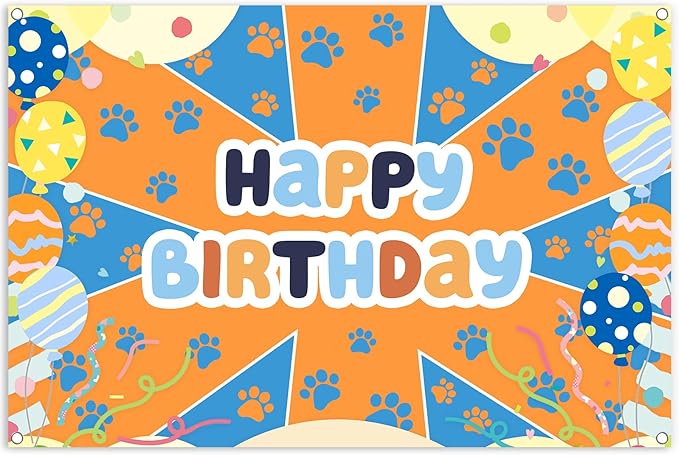 5x3ft Blue Dog Theme Backdrop Cartoon Photography Background Kids Boys Birthday Party Decorations Photo Booth Banner Props