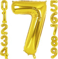 Gold Number 7 Balloon 40 Inch, Big Large Foil Helium Number Balloons, Giant Mylar Number 7 Balloons for 7 Year Old Birthday Party Decorations Supplies Anniversary