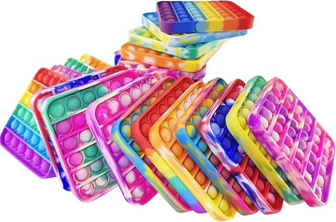 12 Pcs Pop Bubble Fidget for Party Favors, Stress Relief Pressure Relieving Toys for Kids, Pop Bulk Toddler for Christmas Valentine Birthday Gifts and Classroom Prizes