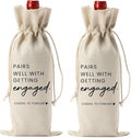 2pc Engaged Wine Bag Engagement Gifts for New Couples Her Engagement Party Decorations Pairs Well with Getting Engaged Wine Accessory Sets Champagne Bottle Wraps Bags