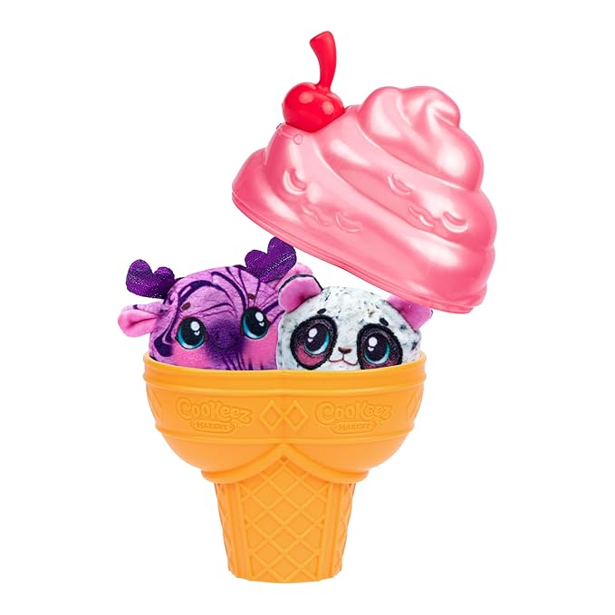 Cookeez Makery Yum Yumz Twin Pack, Full of Fun and Full of Yum! Add Ingredients & Discover 2 Super-Cute Scented Surprise Plush Pets Inside an Ice Cream Cone You Can Customize - Styles May Vary