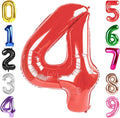40 Inch Red Number 4 Balloon, Giant 4 Number Balloons for 4th Birthday Decorations, Party Supplies for Baby Boy Girl, Red Party Decor