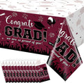 12Pack Graduation Tablecloth Party Decorations, Class of 2026 Congrats Grad Plastic Tablecover Party Supplies, Maroon Rectangle Graduation Table Decorations for College High School Party, 54 x 108Inch