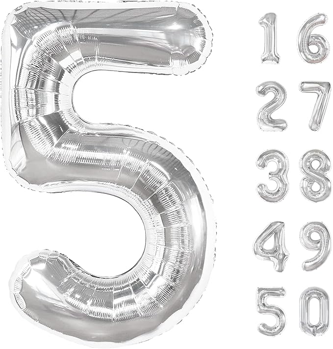 40 Inch Silver 5th Birthday Balloons Decor 15 25 35 55th Silver Birthday Balloons 50th Wedding Anniversary Party Anniversary Party Decorations Supplies