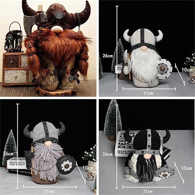 Halloween Special - Viking Warrior Gnome Doll, Fall Farmhouse Gnome Plush Decor Indoor, Nordic Gnomes Decorations for Home, Handcrafed Cute Scandinavian Style Gnomes for Kitchen Table Ornaments (D)