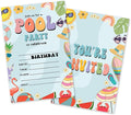 Pool Birthday Invitations, 25 Summer Party Invites Cards with Envelopes, Double-Sided Fillable, Birthday Invitations for Teens Adults, Birthday Party Supplies (4 x 6 Inch) -A06