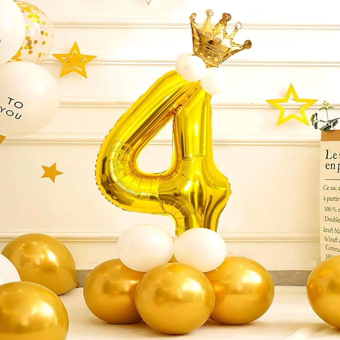 Gold Number Balloons Birthday Balloons - Giant Gold Number 4 Balloon 40 inch, Numbers Balloon Birthday Decorations, Gold Party Supplies for Women Men