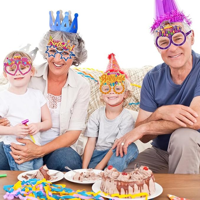 12PCS Happy Birthday Glasses, Birthday Party Paper Eyeglasses Photo Booth Props for Birthdays Party Supplies Decorations