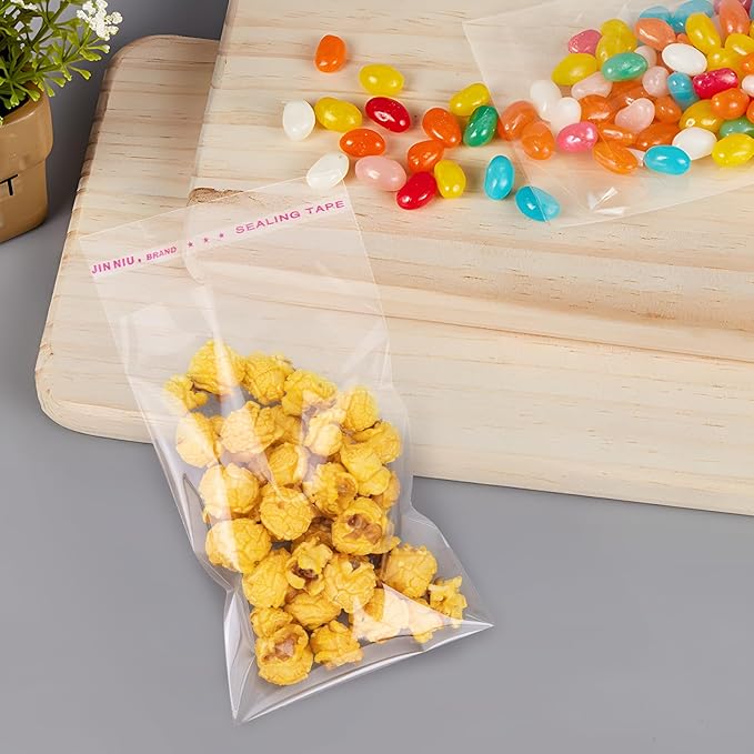 4x6 Inch 100Pcs Cookie Bags, Clear Self Sealing Cellophane Bags for Packaging, Candy and Products
