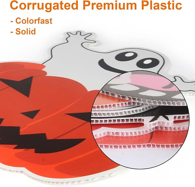 8PCS Large Halloween Decorations Outdoor Yard Signs - Halloween Pumpkin Ghost Monster Decor - Yard Stakes Prop for Lawn Decorations Outdoor Garden Home Party Decor