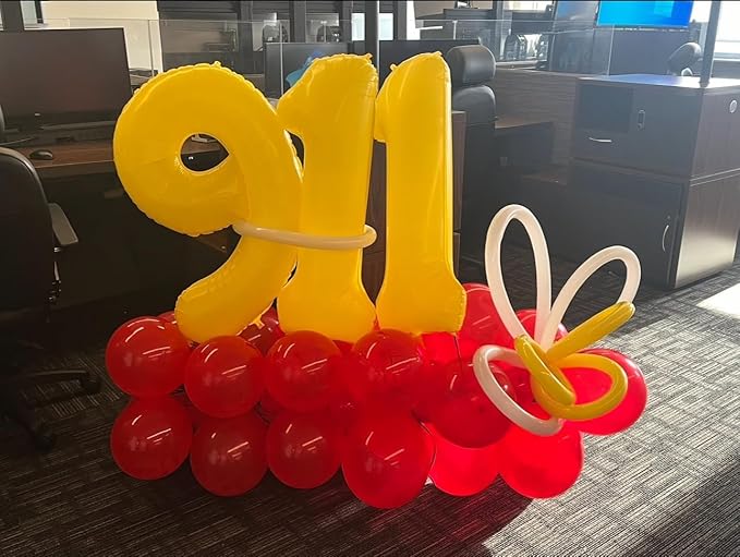 40 Inch Number 8 Balloon, Yellow 8 18 28 80 Birthday Balloons for Men Boys, 8th Birthday Decorations Party Supplies, Wedding, Graduations