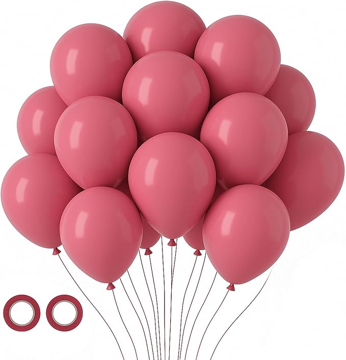 105pcs Retro Hot Pink Balloons 12inch Party Latex Balloons for Boys Girls Birthday Baby Shower Gender Reveal Wedding Sunflower Party Decorations
