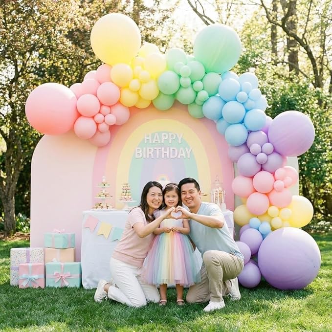 158PCS Pastel Balloon Arch Garland Kit with Pink Green Yellow Blue Purple Balloons for Unicorn Party Supplies, Rainbow Theme Birthday, Baby Shower Decorations, Colorful Garland