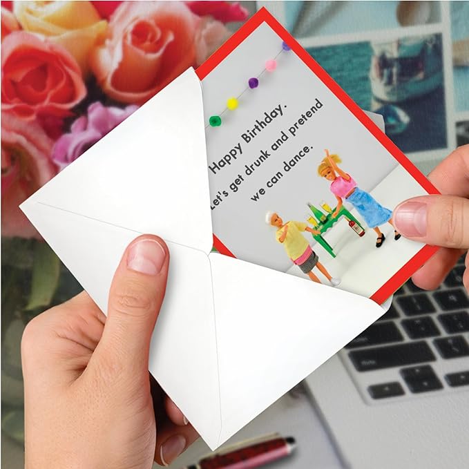NobleWorks - 1 Funny Happy Birthday Notecard - Humor Greeting Card with Envelope - Pretend to Dance C3341BDG