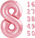 40 Inch Giant Pearlescent Pink Foil Number 8th 18th 28th Birthday Balloons Digit 8 Balloons for Men Women 80th Anniversary Party Decorations Supplies