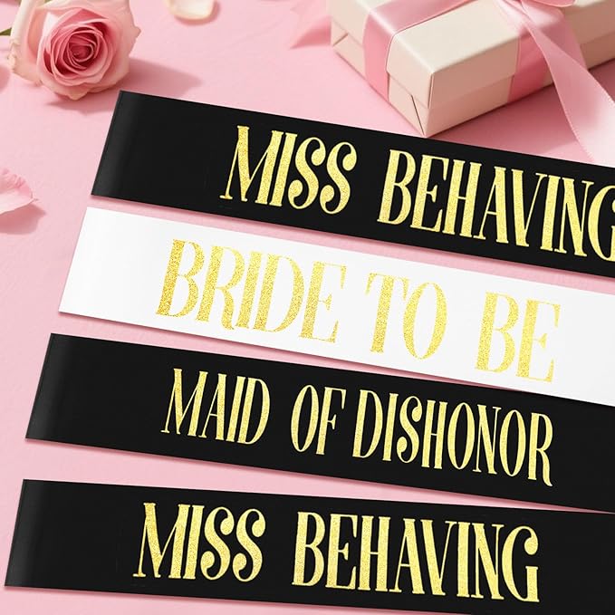 12 Pack Bachelorette Party Sash Set - Bride to Be Sash + 11 Funny Group Sashes for Bridal Shower, Engagement Celebration & Girls’ Night Out, Includes Safety Pins