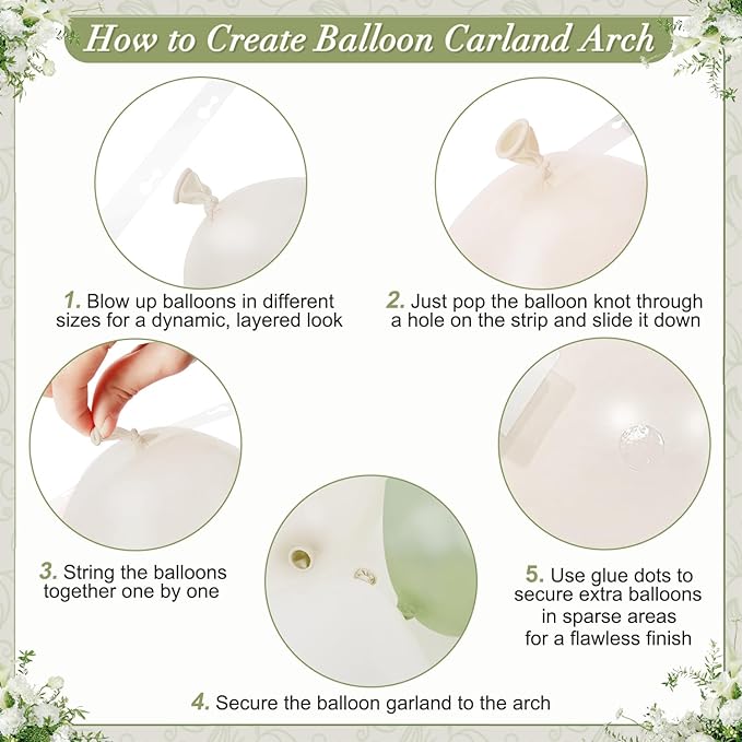 Sage Green Balloon Arch Kit 108Pcs Double Stuffed Pearl Green Sage Green Sand White Clear Balloons for Bridal Shower Baby Shower Birthday Wedding Engagement Party Decorations
